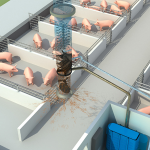 Ein Abluftwäschesystem für den Schweinestall.